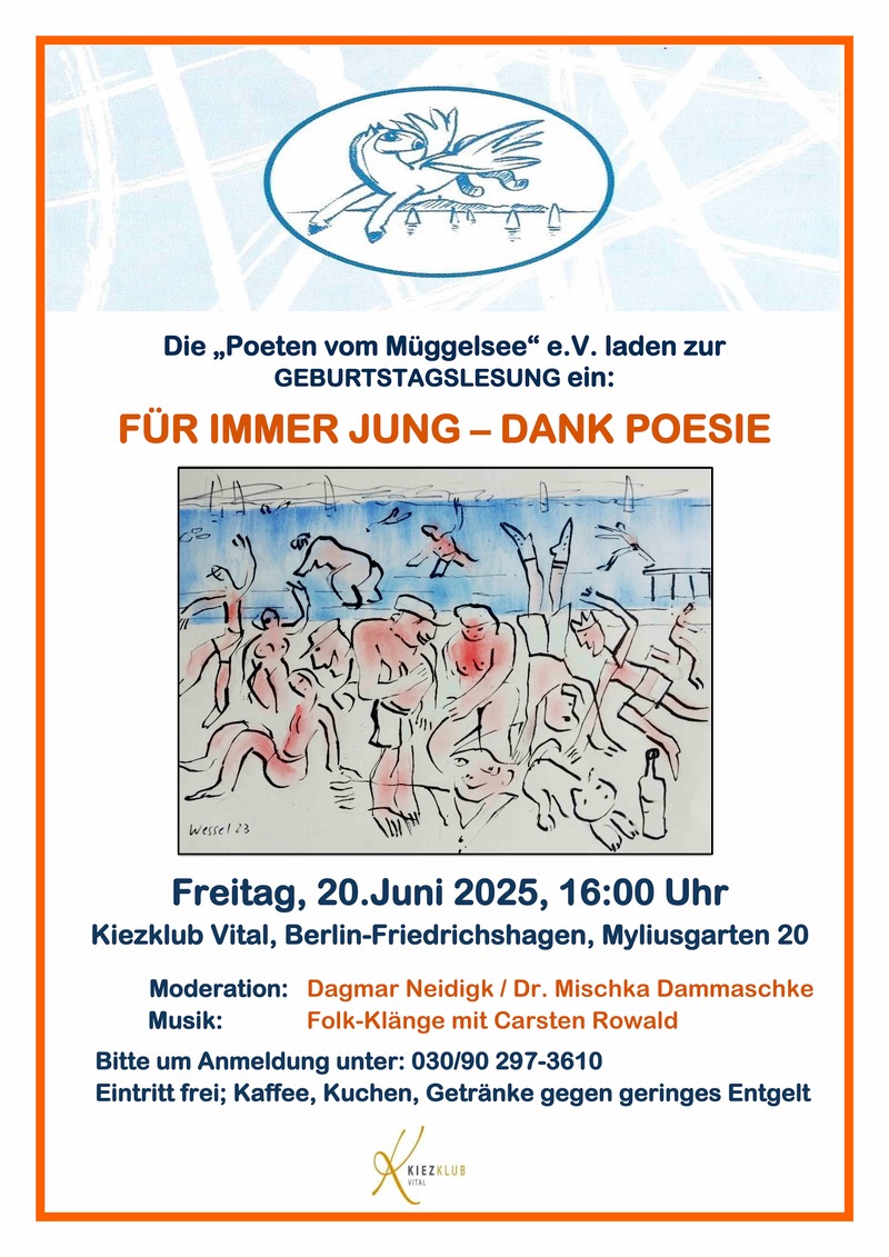 Lesung „Für immer jung – dank Poesie“ in Friedrichshagen, Erkner Lesung „Für immer jung – dank Poesie“ in Friedrichshagen, Erkner